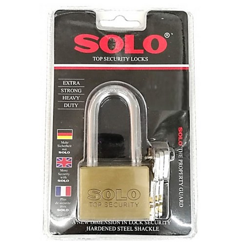 SKI - สกี จำหน่ายสินค้าหลากหลาย และคุณภาพดี | SOLO 4507SQ-L กุญแจ 45 มิล ทองเหลืองขัดเงา ห่วงยาว (ขั้นต่ำ 6 ลูก)